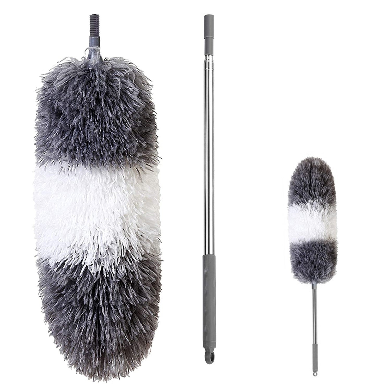 BOOMJOY Extendable Microfiber Duster Set with Telescoping Stainless Steel Pole and Bendable Washable Dusters