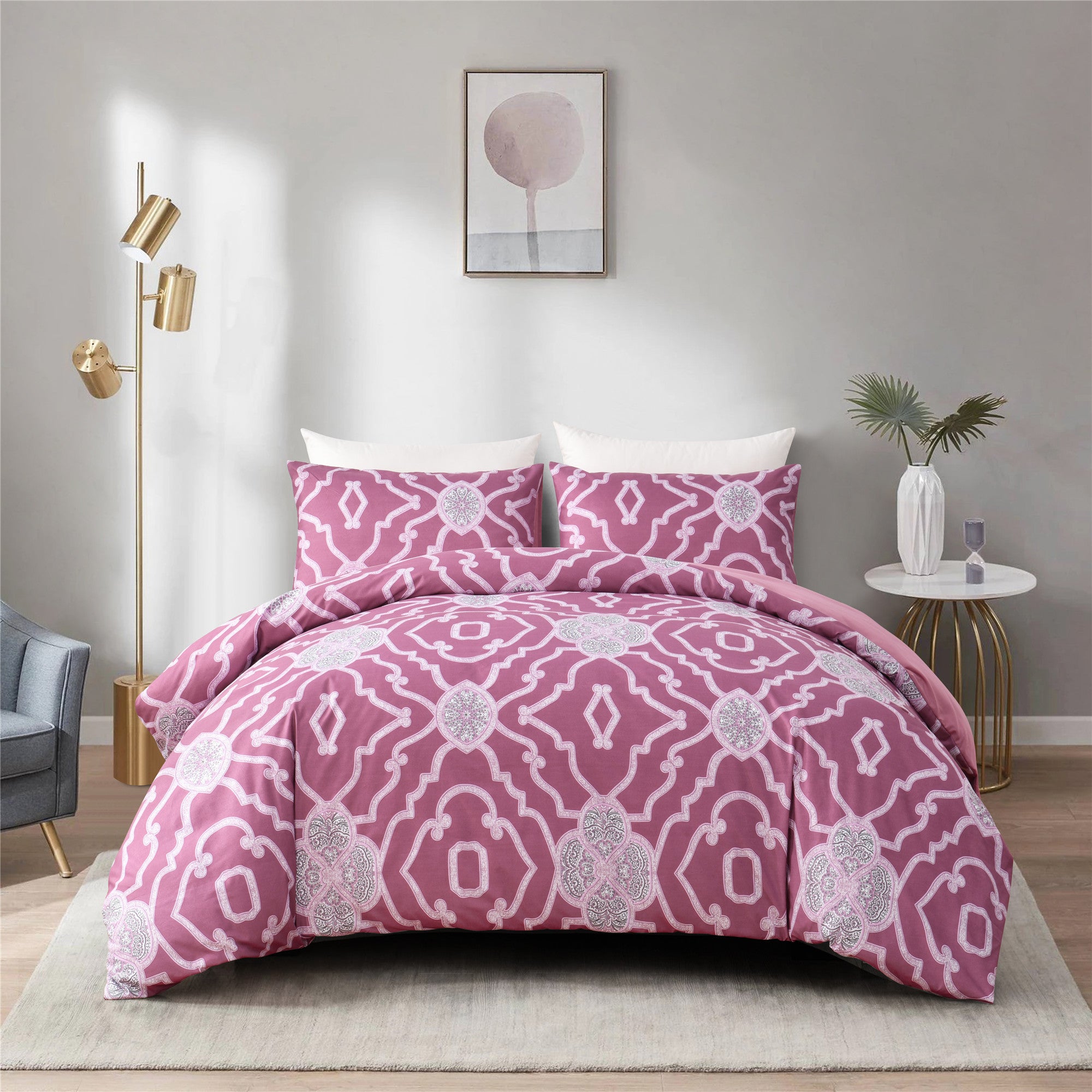 Bellemosa 75D Microfibre Quilt Cover Set - Quilt Cover | Pillowcases | Flat Sheet  - Marrakesh Blush