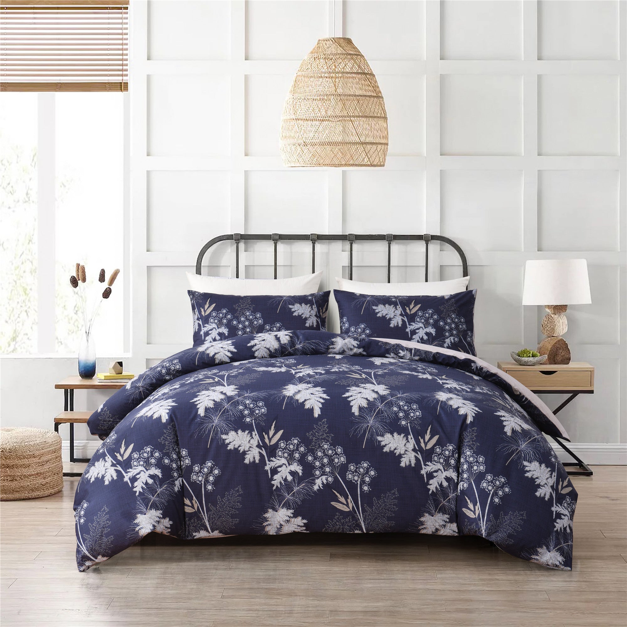 Bellemosa 75D Microfibre Quilt Cover Set - Quilt Cover | Pillowcases | Flat Sheet  - Midnight Meadow