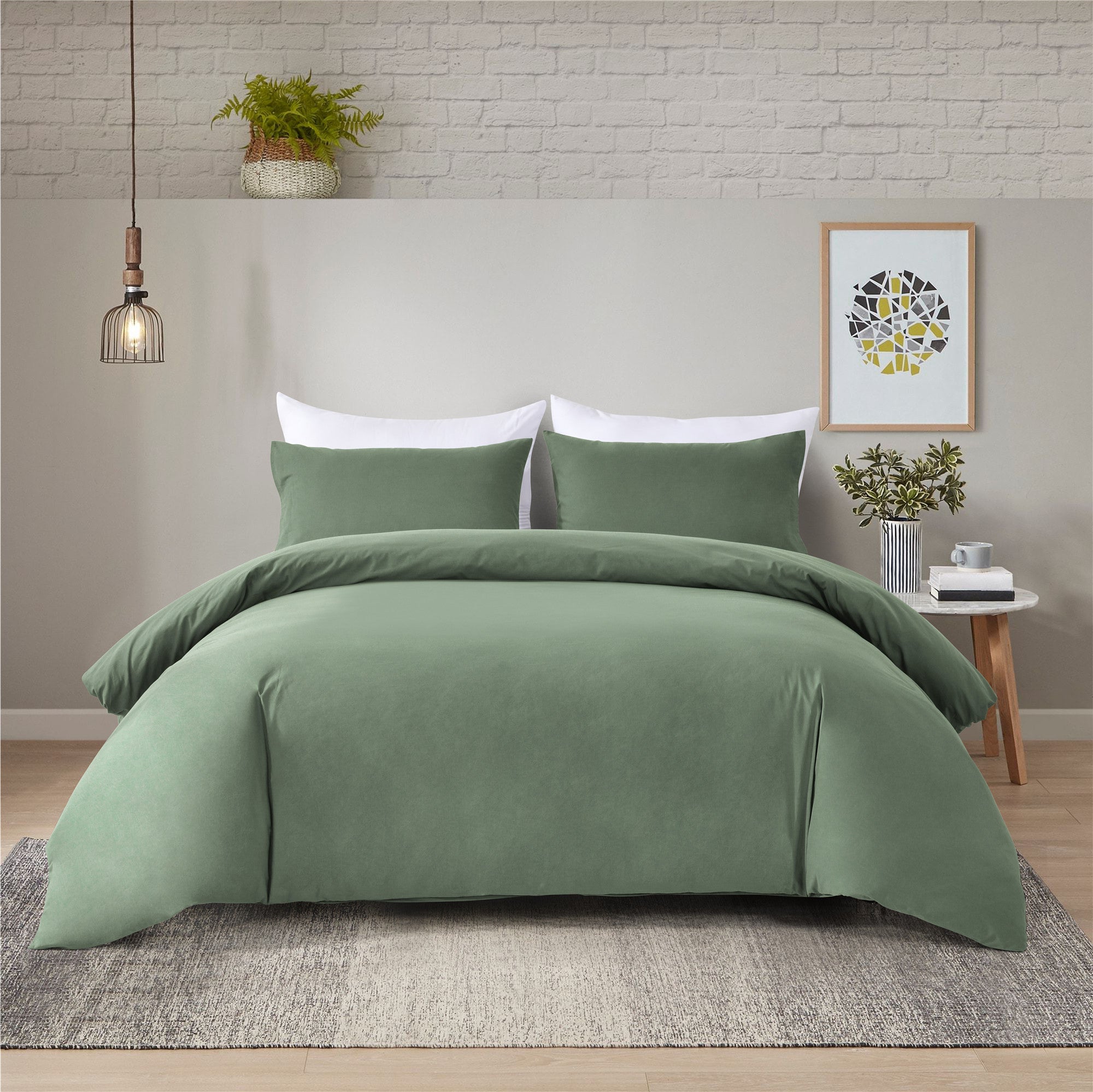 Bellemosa 100% Washed Cotton Quilt Cover Set - Sage Green