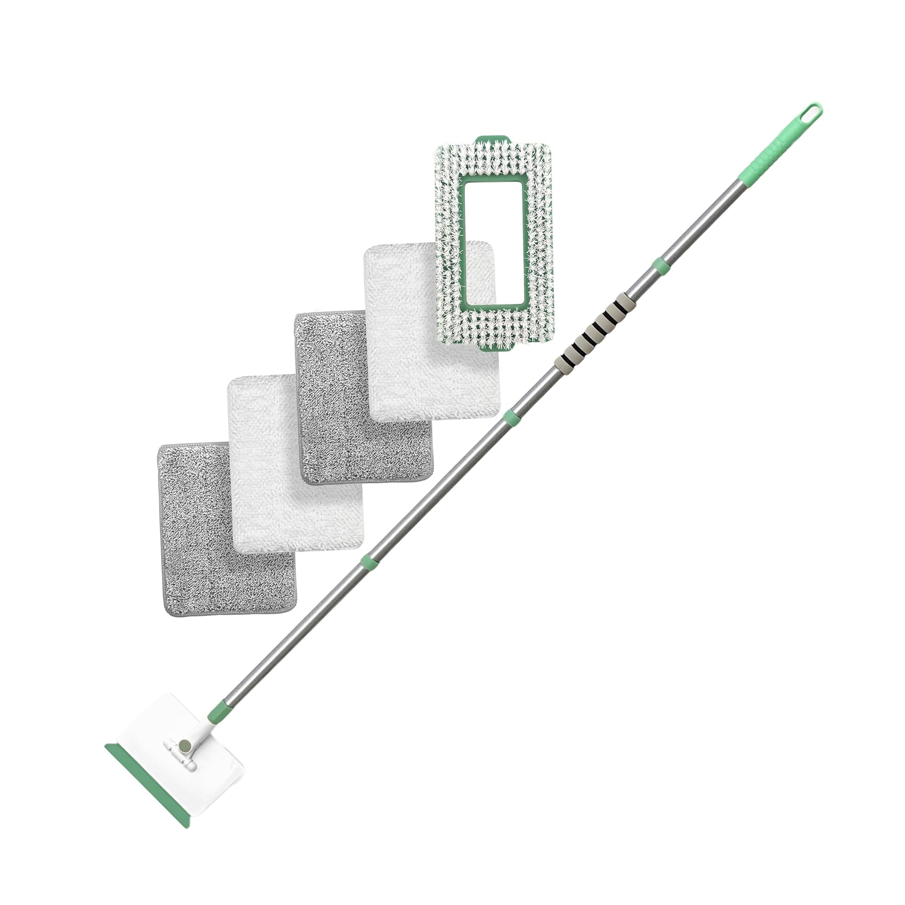 DALIPER 2-in-1 Skirting Board Cleaner Mop with 139cm Long Handle – Wall & Baseboard Cleaning Tool with 4 Reusable Pads and Scrubber Brush