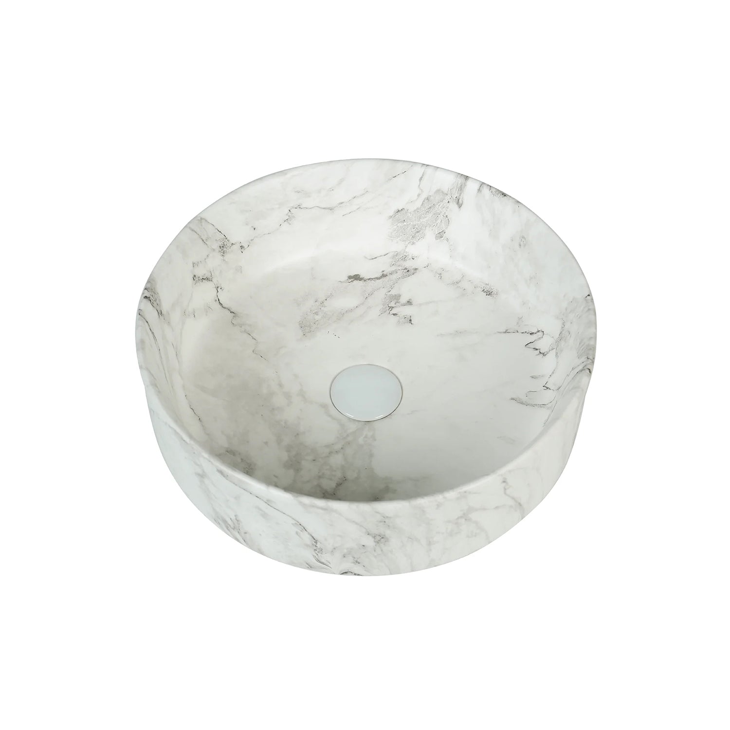 CLAYA Mira 40 Ceramic Above Counter Basin – Matte White Carrara Marble