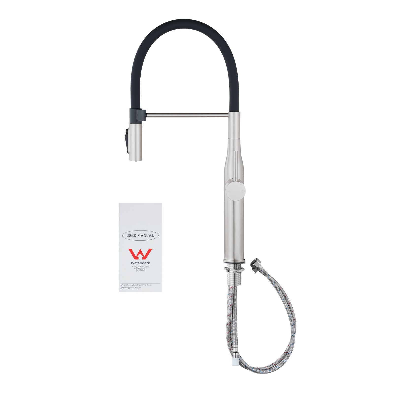 Magnetic Pull-Down Kitchen Mixer with Filter Connection - Brushed Nickel Silver