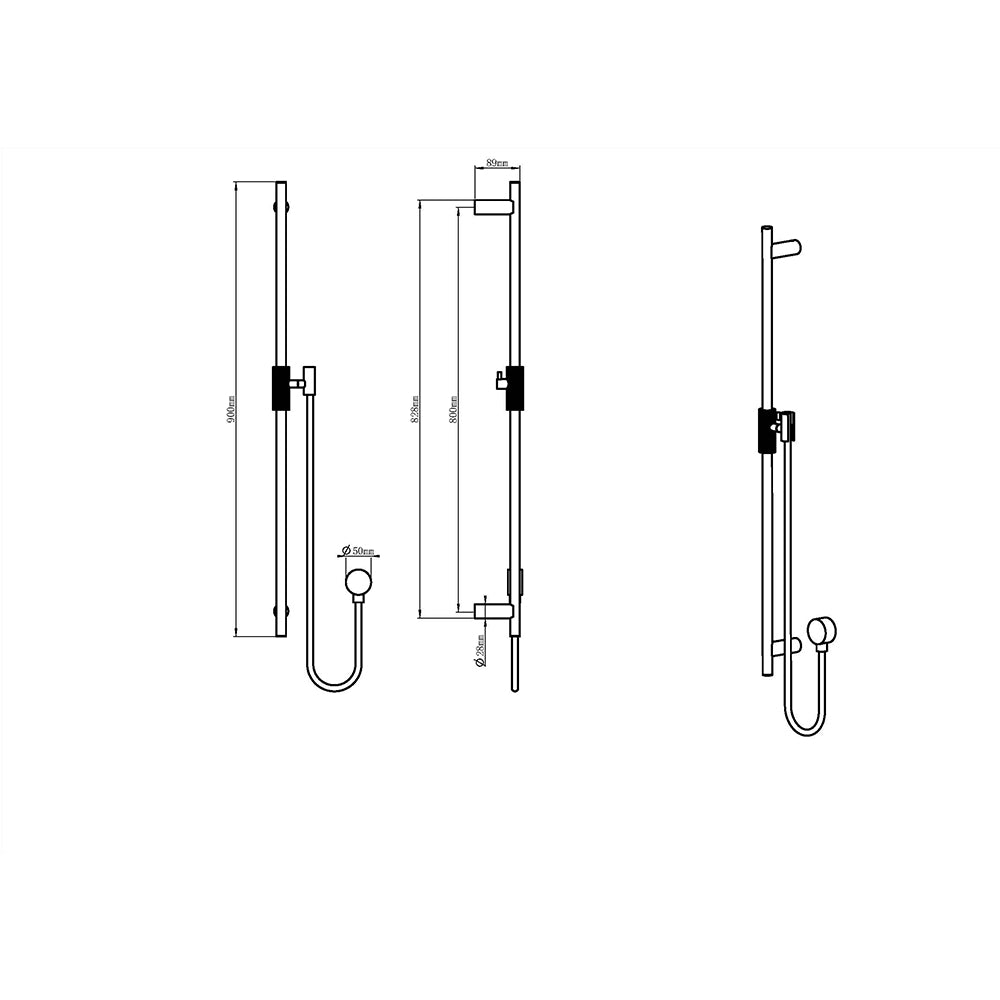 CADDENCE Shower Rail - Stainless Steel - Brushed Nickel Silver