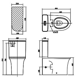 Arrow Armino 670*380*810mm Dual Flush Wash-down Two-piece Ceramic Toilet Suite Soft Closed Seat