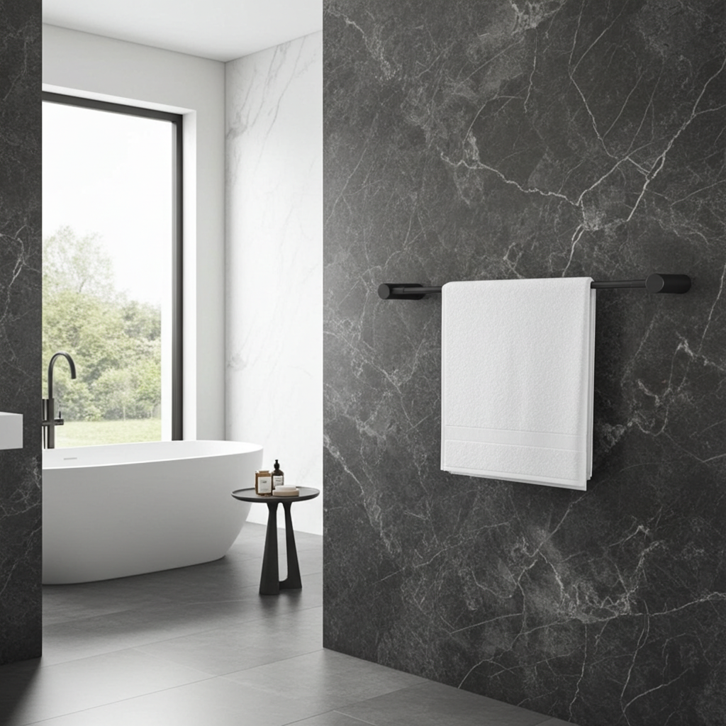 CADDENCE Double Towel Rail 800mm - Brass - Gunmetal Grey