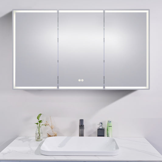 LED Mirror Shaving Cabinet – Three Door 1500x720mm with Adjustable Lighting & Defogging
