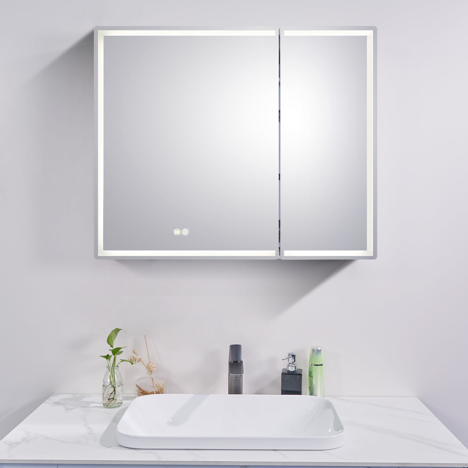 LED Mirror Shaving Cabinet – Double Door 900x720mm with Adjustable Lighting & Defogging