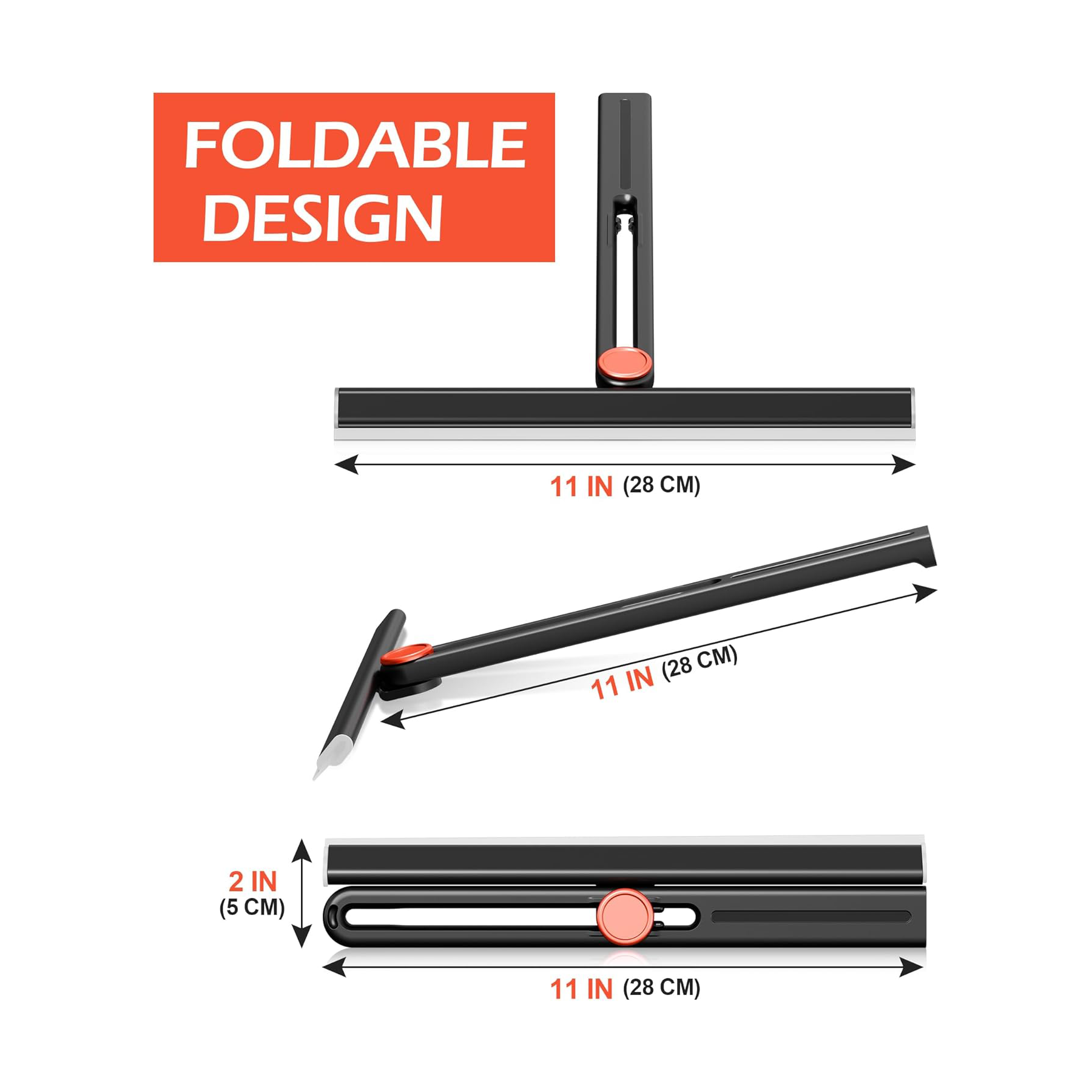 DALIPER 2xPack 360° Rotating Silicone Shower Squeegee – Multi-Purpose Glass Door, Window, Tile & Car Windshield Wiper