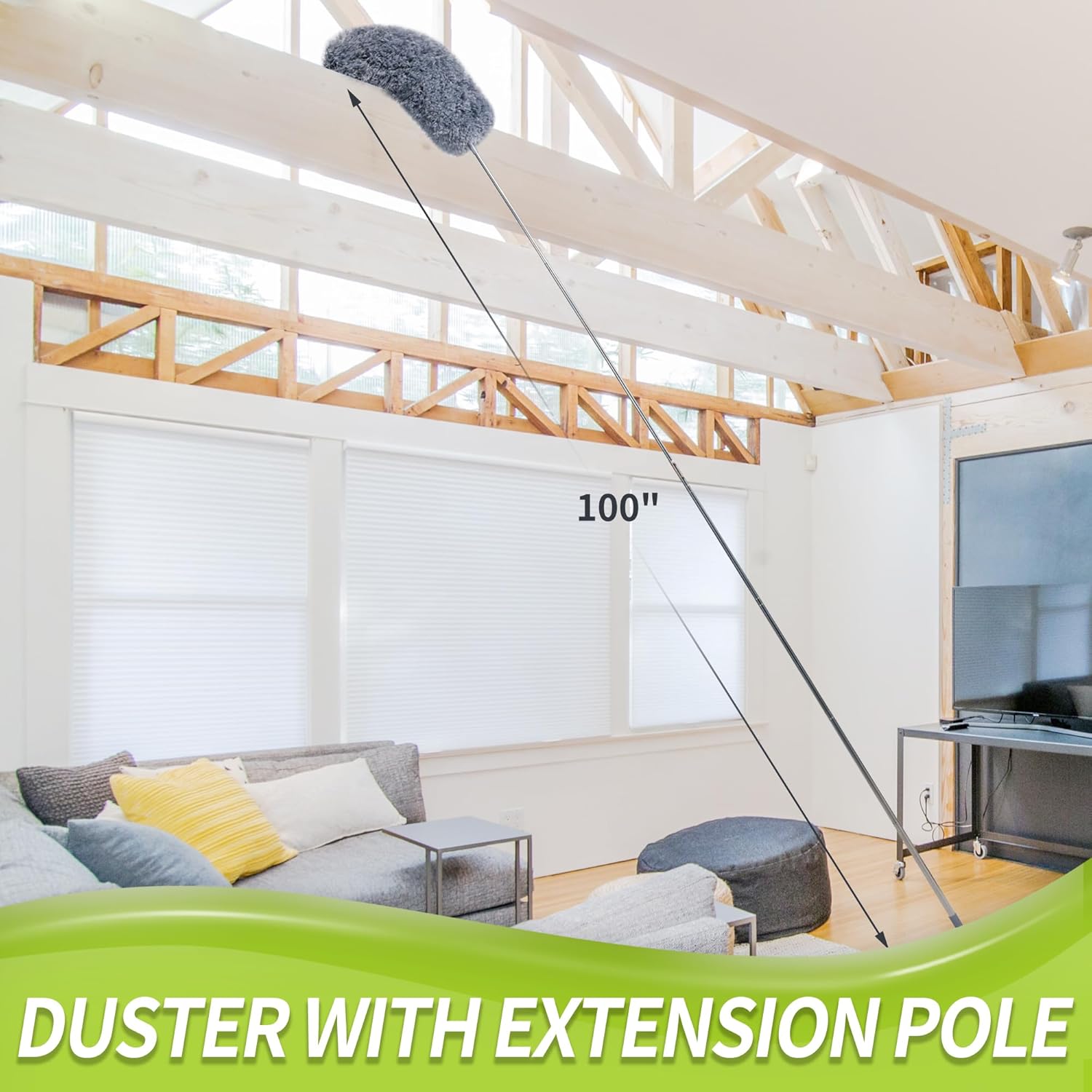 IVYROLL Extendable Microfiber Duster - Long Feather Duster Kit with 2 Microfiber Heads