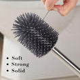 Load image into Gallery viewer, BOOMJOY Toilet Brush and Holder with TPR Rubber and Built-in Tweezer - Grey/Black

