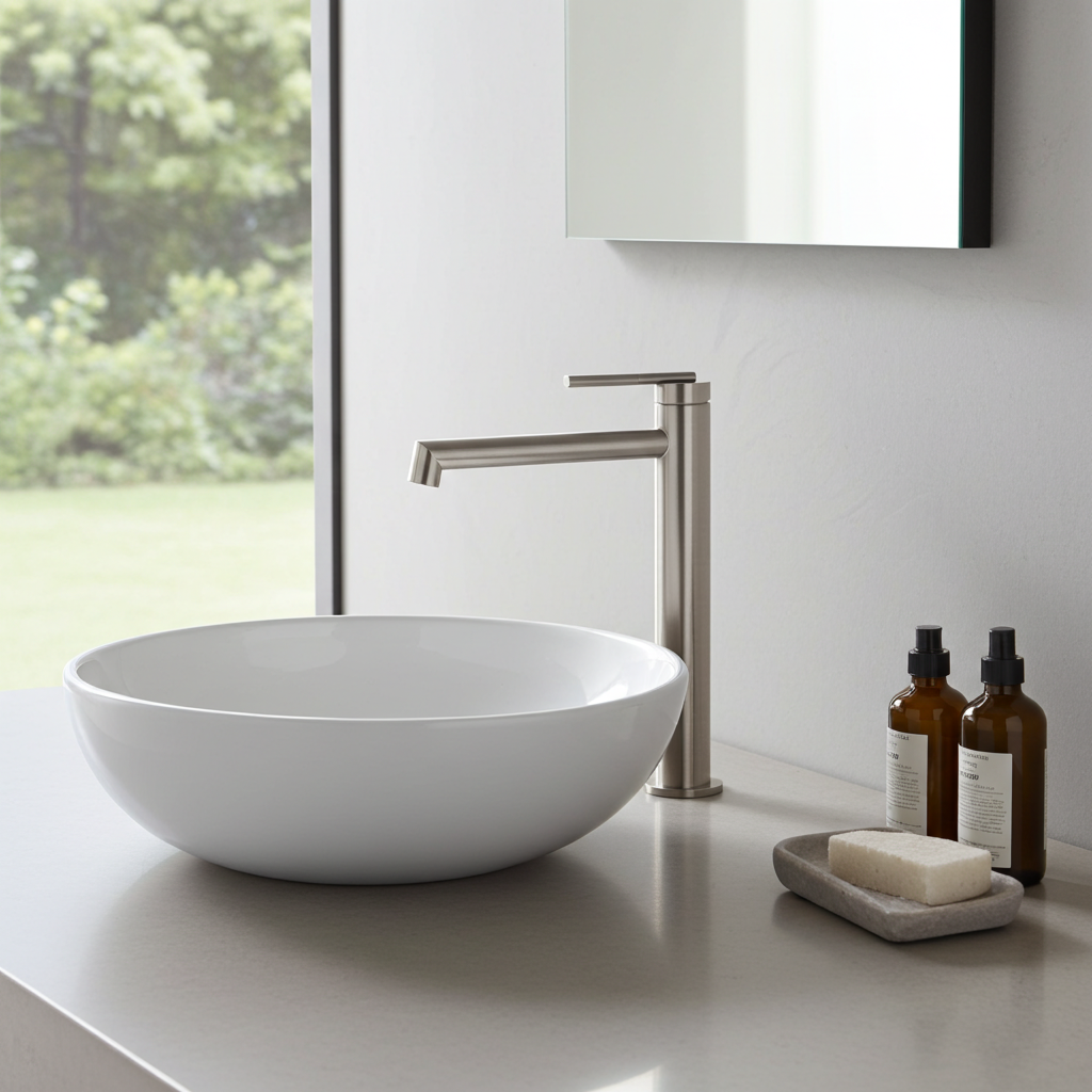 CADDENCE Tall Basin Mixer - Solid Brass - Brushed Nickel Silver