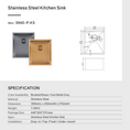 Load image into Gallery viewer, Stainless Steel Single Bowl Kitchen Sink 390x450x215mm - Brushed Brass
