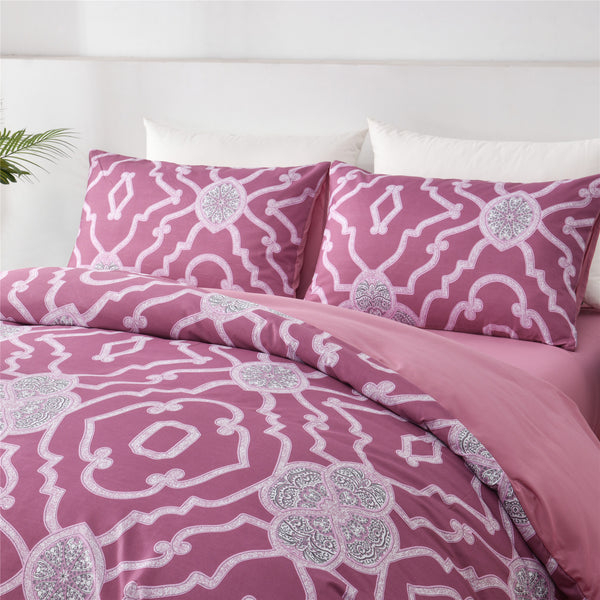 Bellemosa 75D Microfibre Quilt Cover Set - Quilt Cover | Pillowcases | Flat Sheet  - Marrakesh Blush
