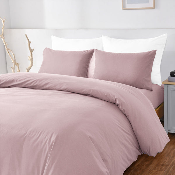 Bellemosa 100% Washed Cotton Quilt Cover Set - Dusty Pink
