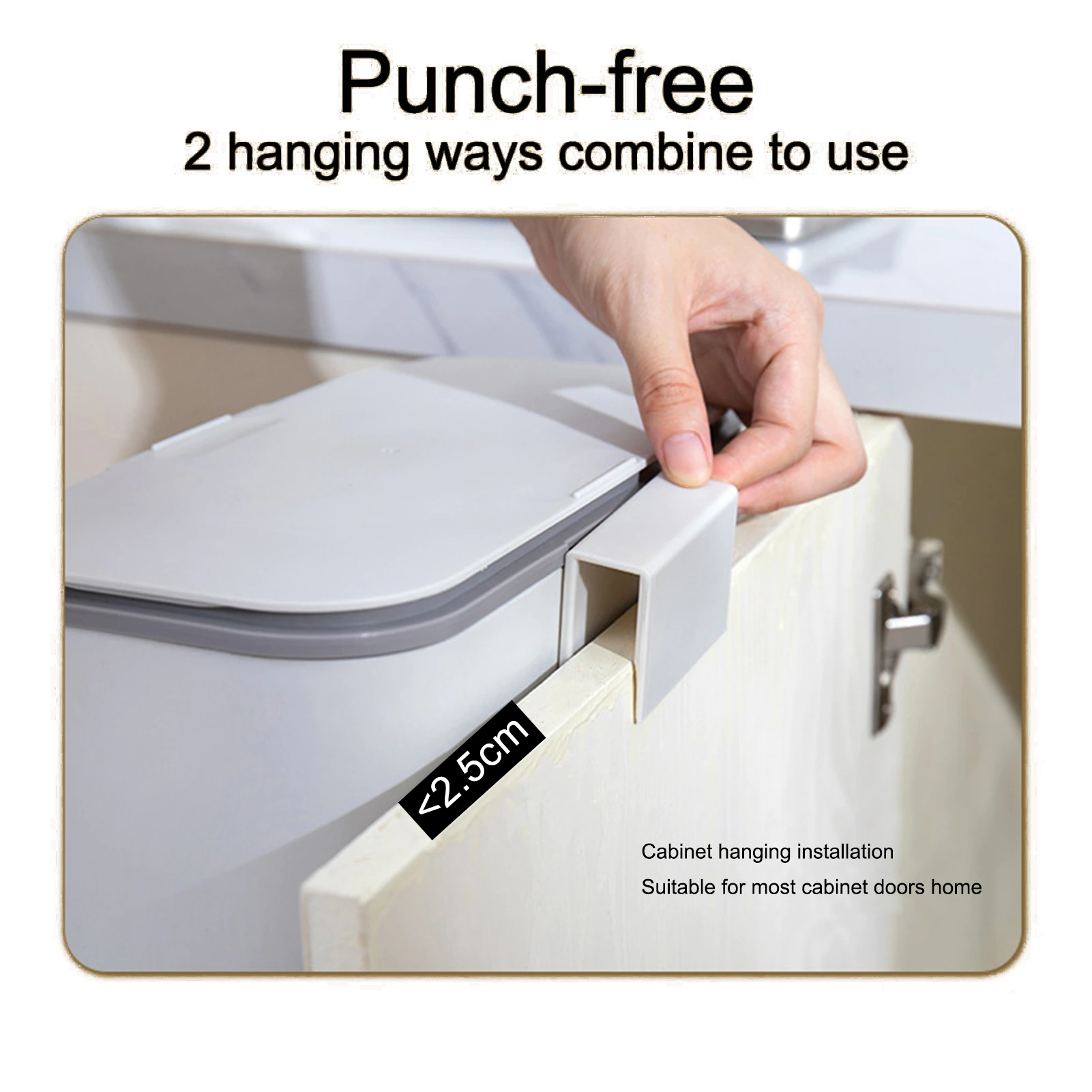9L Cabinet Door Hanging Trash Can | Wall-Mounted Compost Bin with Sliding Lid - Beige