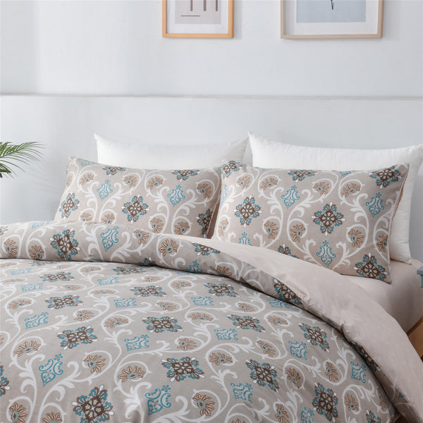 Bellemosa 75D Microfibre Quilt Cover Set - Quilt Cover | Pillowcases | Flat Sheet  - Azure Damask