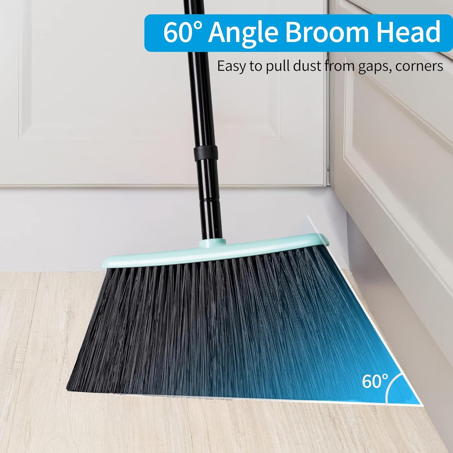 DALIPER Heavy-Duty Angled Outdoor Broom - 60° Bristle Design with 140cm Adjustable Handle