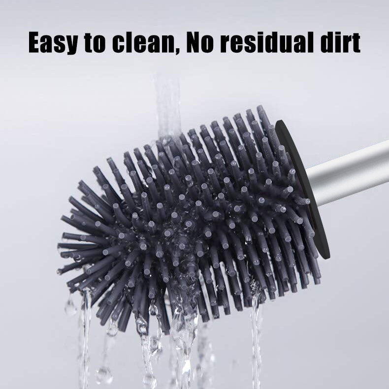 BOOMJOY Toilet Brush and Holder with TPR Rubber and Built-in Tweezer - White/Black