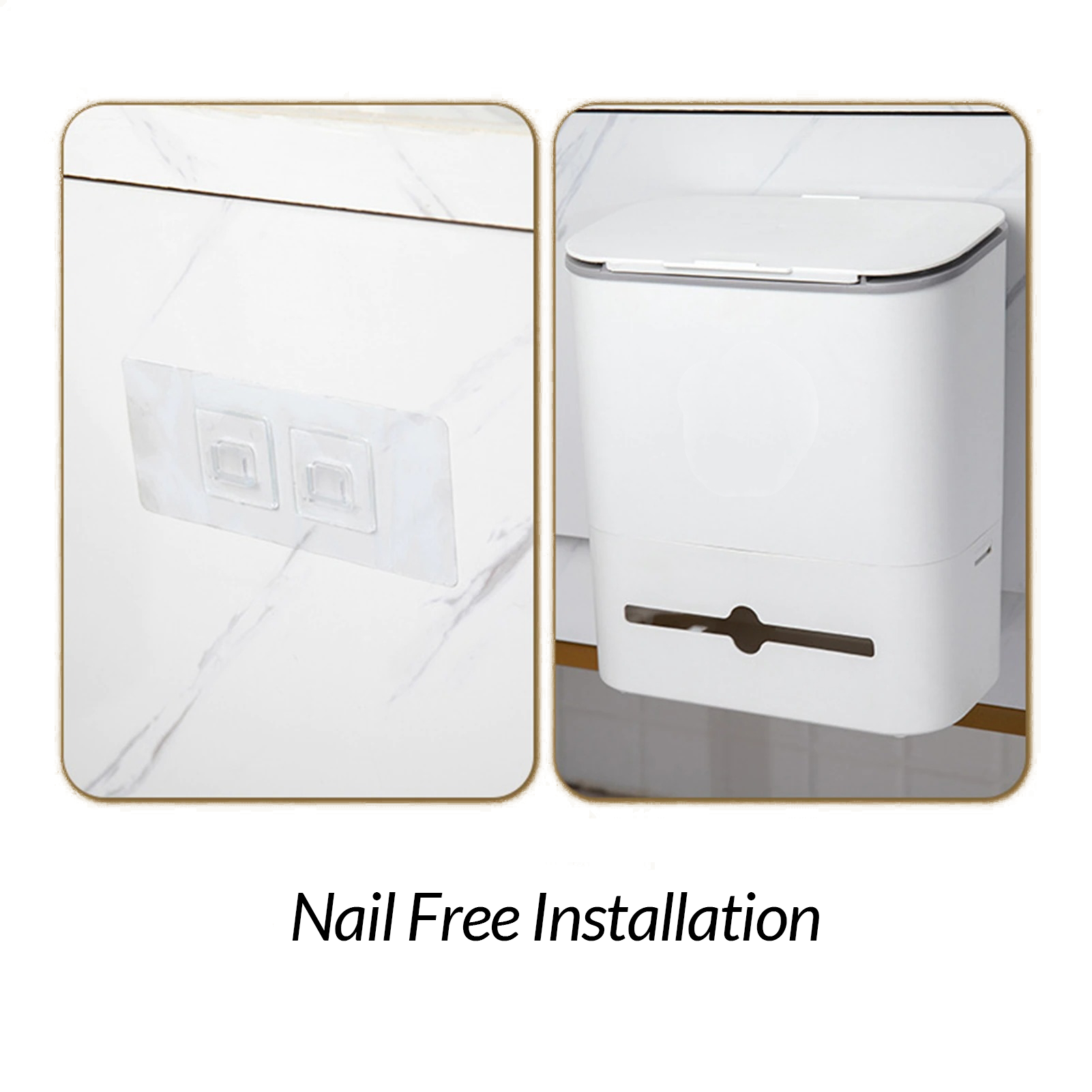 9L Cabinet Door Hanging Trash Can | Wall-Mounted Compost Bin with Sliding Lid - Beige