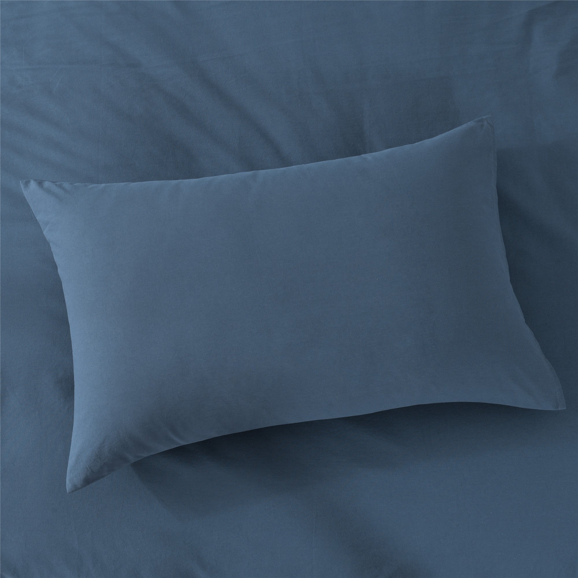 Bellemosa 100% Washed Cotton Quilt Cover Set - Slate Blue