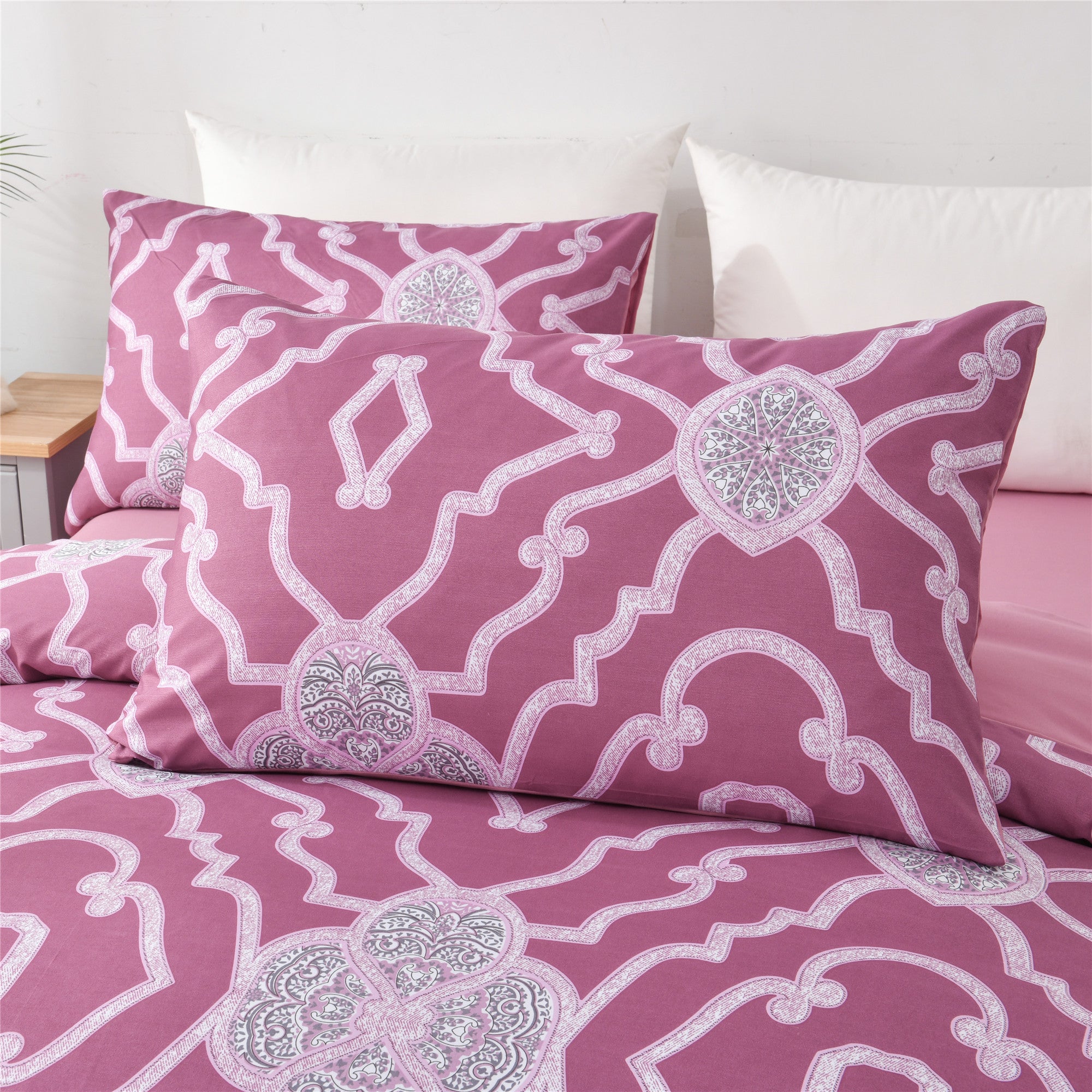 Bellemosa 75D Microfibre Quilt Cover Set - Quilt Cover | Pillowcases | Flat Sheet  - Marrakesh Blush