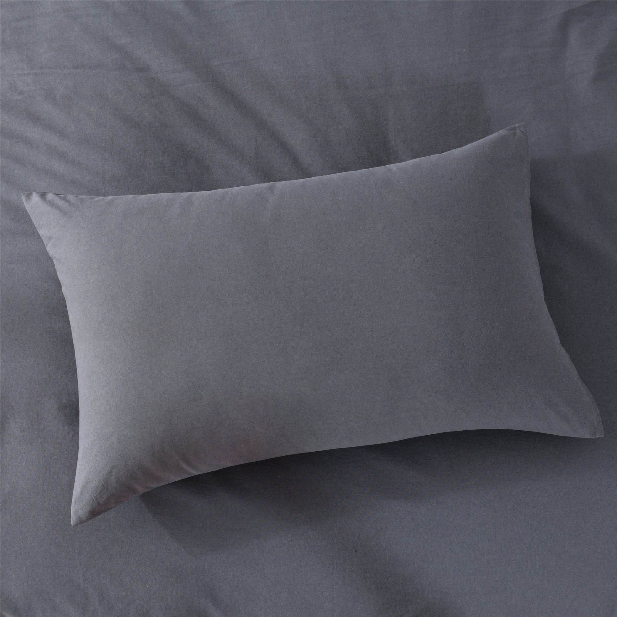 Bellemosa 100% Washed Cotton Quilt Cover Set - Charcoal Grey