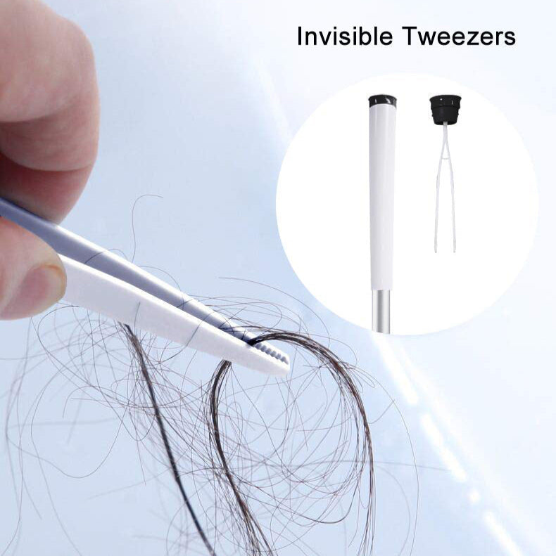 BOOMJOY Toilet Brush and Holder with TPR Rubber and Built-in Tweezer - White/Black