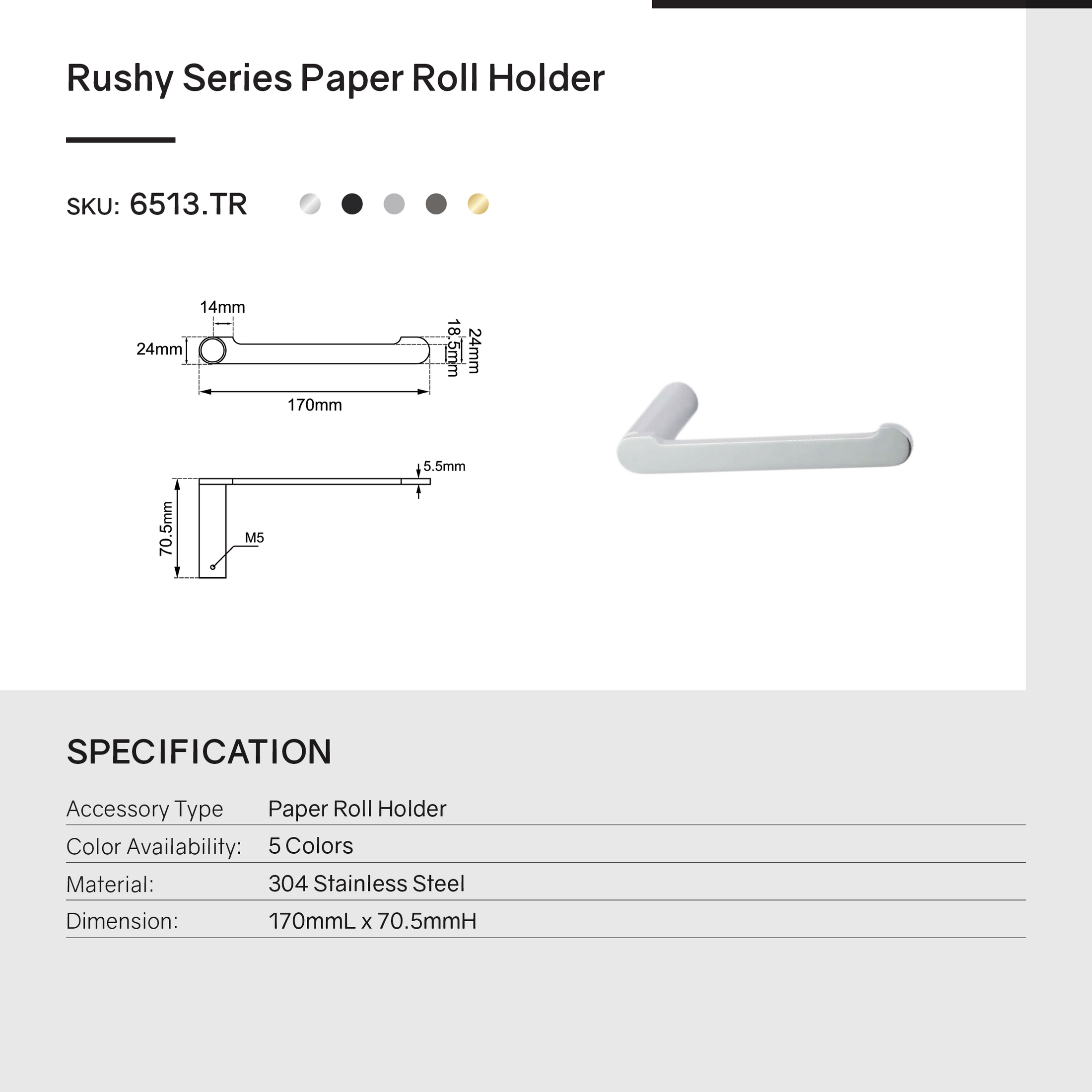 Stainless Steel Toilet Paper Holder- Black and Rose Gold - RUSHY