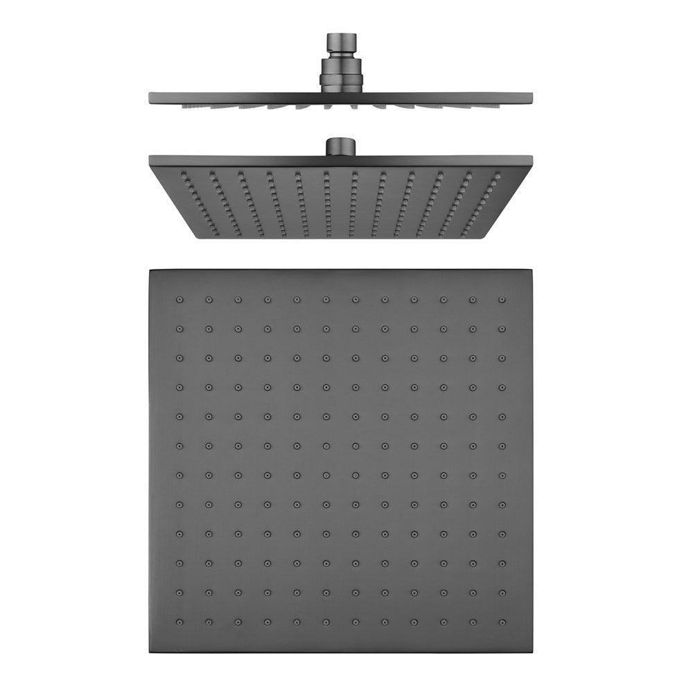 Solid Brass 250mm Shower Head Square - Gunmetal Grey