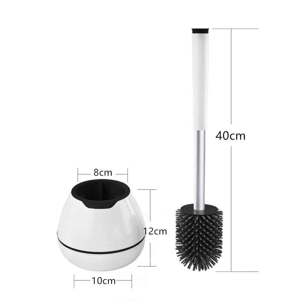 BOOMJOY Toilet Brush and Holder with TPR Rubber and Built-in Tweezer - White/Black