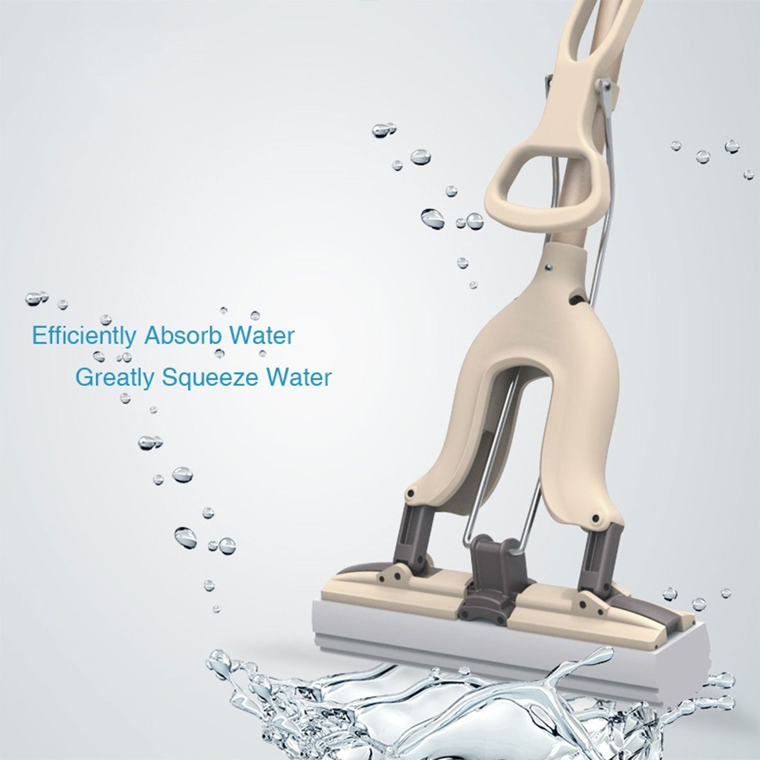 BOOMJOY Super Squeeze Mop with PVA Sponge Head - Hands-Free Absorbent Mop