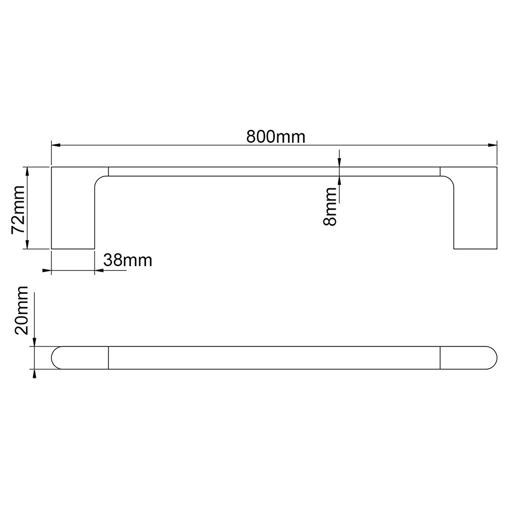 Zinc-Alloy and Brass 800mm Single Towel Rail - Gunmetal Grey - VOG