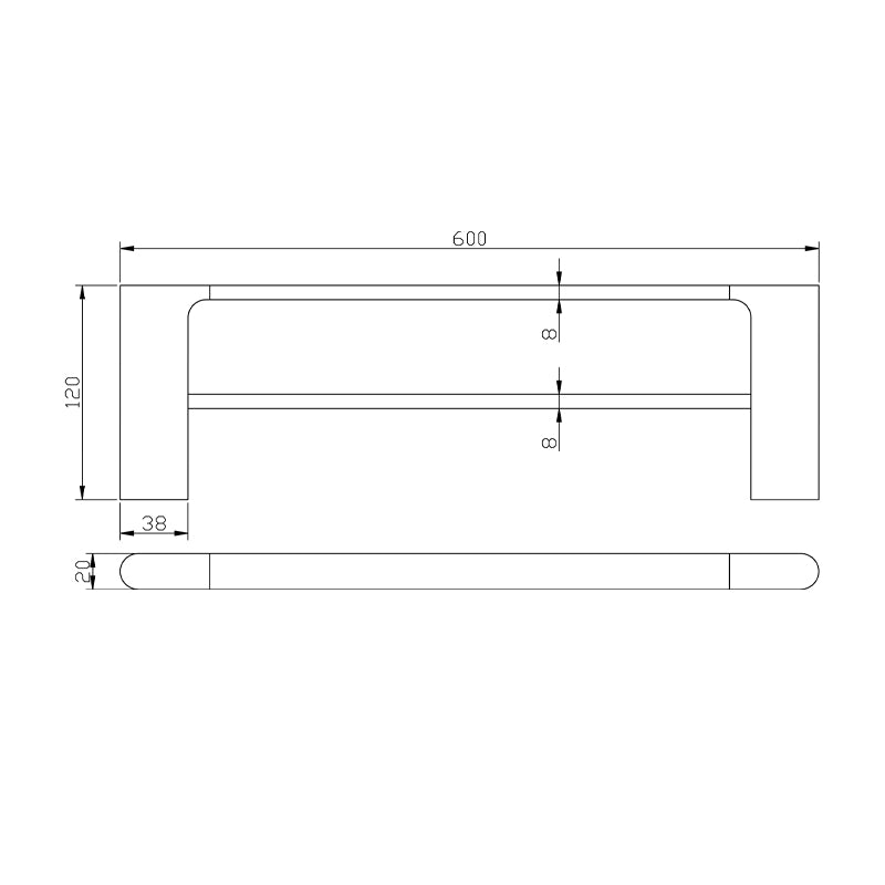 Zinc-Alloy and Brass 600mm Double Towel Rail - Brushed Brass Gold - VOG