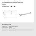 Load image into Gallery viewer, Zinc-Alloy and Brass 800mm Double Towel Rail - Chrome Silver - VOG
