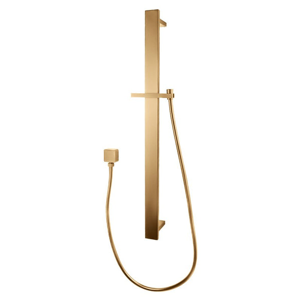 Enhance your shower with this brushed brass gold handheld shower rail. Made from stainless steel & solid brass, this flat shower rail offers durability and style. Ships fast across Australia.-Shower Rail-Ezymall AU