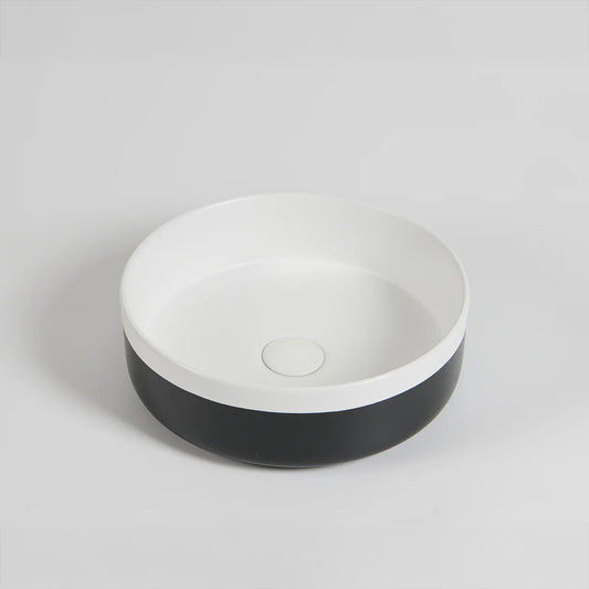 CLAYA Colour Plus-37 Ceramic Above Counter Basin – Matte White/Black