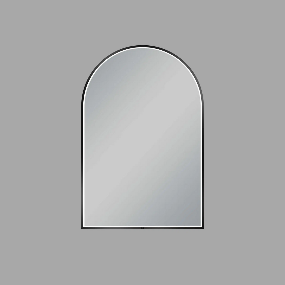 Matte Black Framed Arch LED Mirror 600 × 900 mm