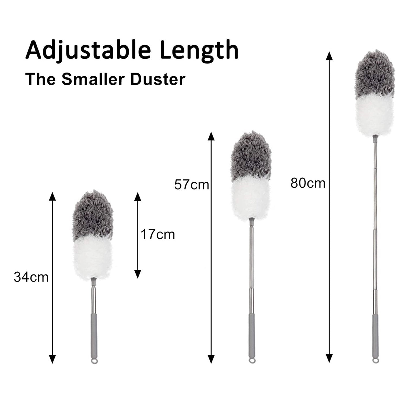 BOOMJOY Extendable Microfiber Duster Set with Telescoping Stainless Steel Pole and Bendable Washable Dusters