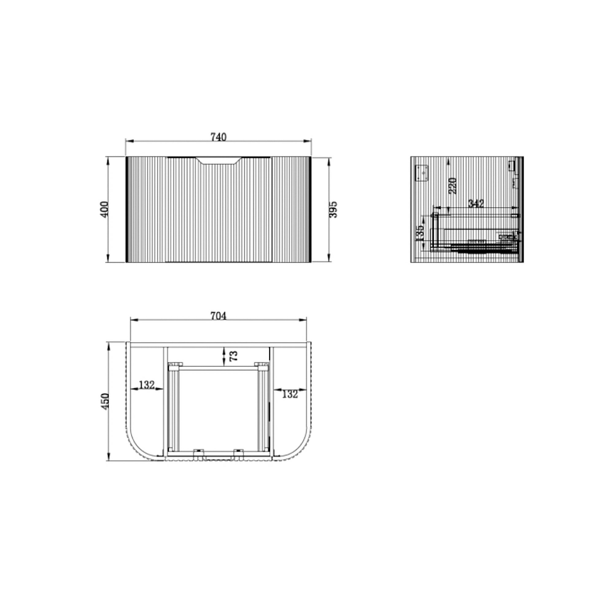 Bergen 750mm Wall Hung Fluted Vanity Cabinet - Solid Timber
