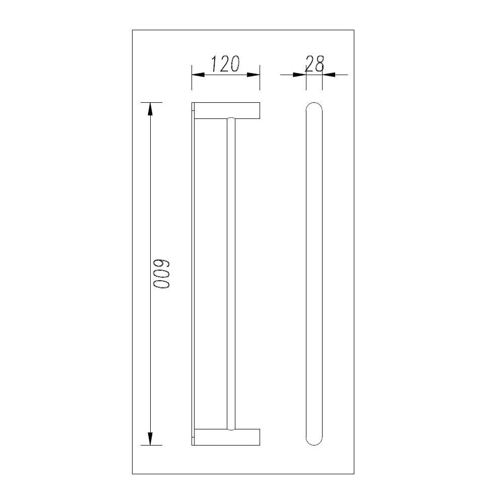 Double Towel Rail 600mm - Brass - Chrome | BELLINO