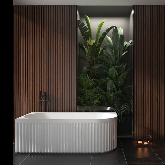 Aquaperla 1500mm Matte White Left Corner Bathtub - Matte White