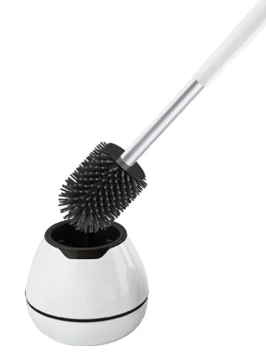 BOOMJOY Toilet Brush and Holder with TPR Rubber and Built-in Tweezer - White/Black