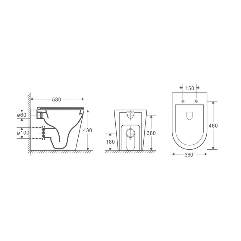 Mercio BERLIN99 Rimless Wall Faced Floor Pan – Matte White