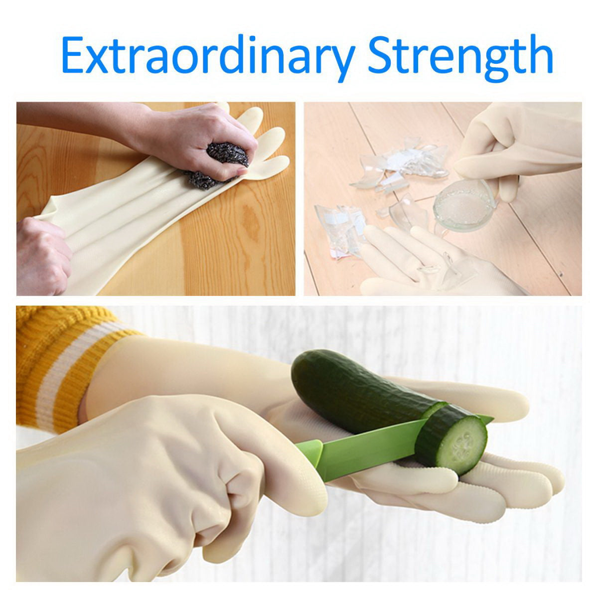 BOOMJOY 3 Pairs Nitrile Rubber Cleaning Gloves - Heavy-Duty, Reusable, Waterproof