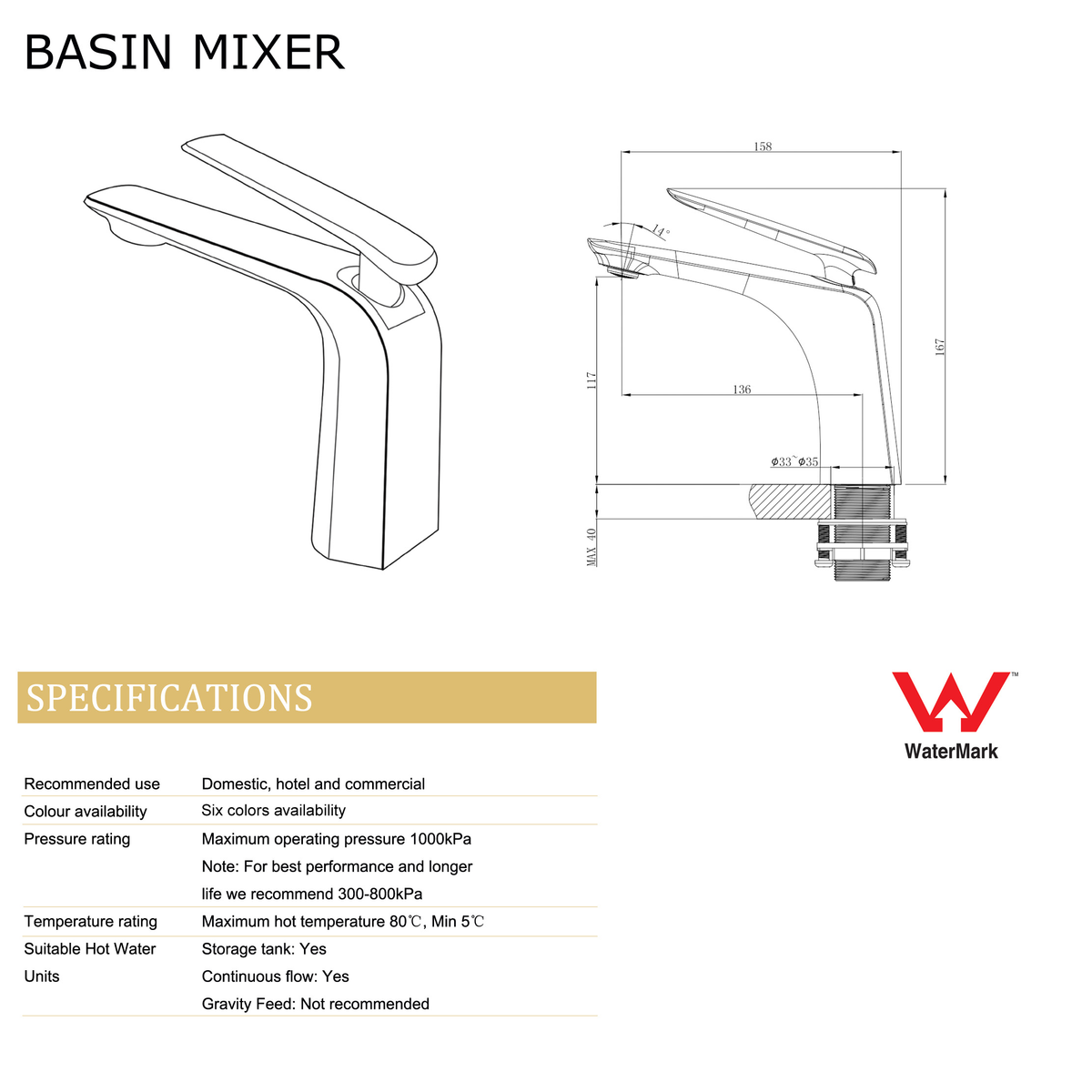 Standard Basin Mixer - Brushed Brass | BELLINO
