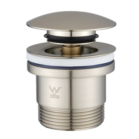 Solid Brass Universal Pop-Up Waste with Overflow - Brushed Nickel Silver