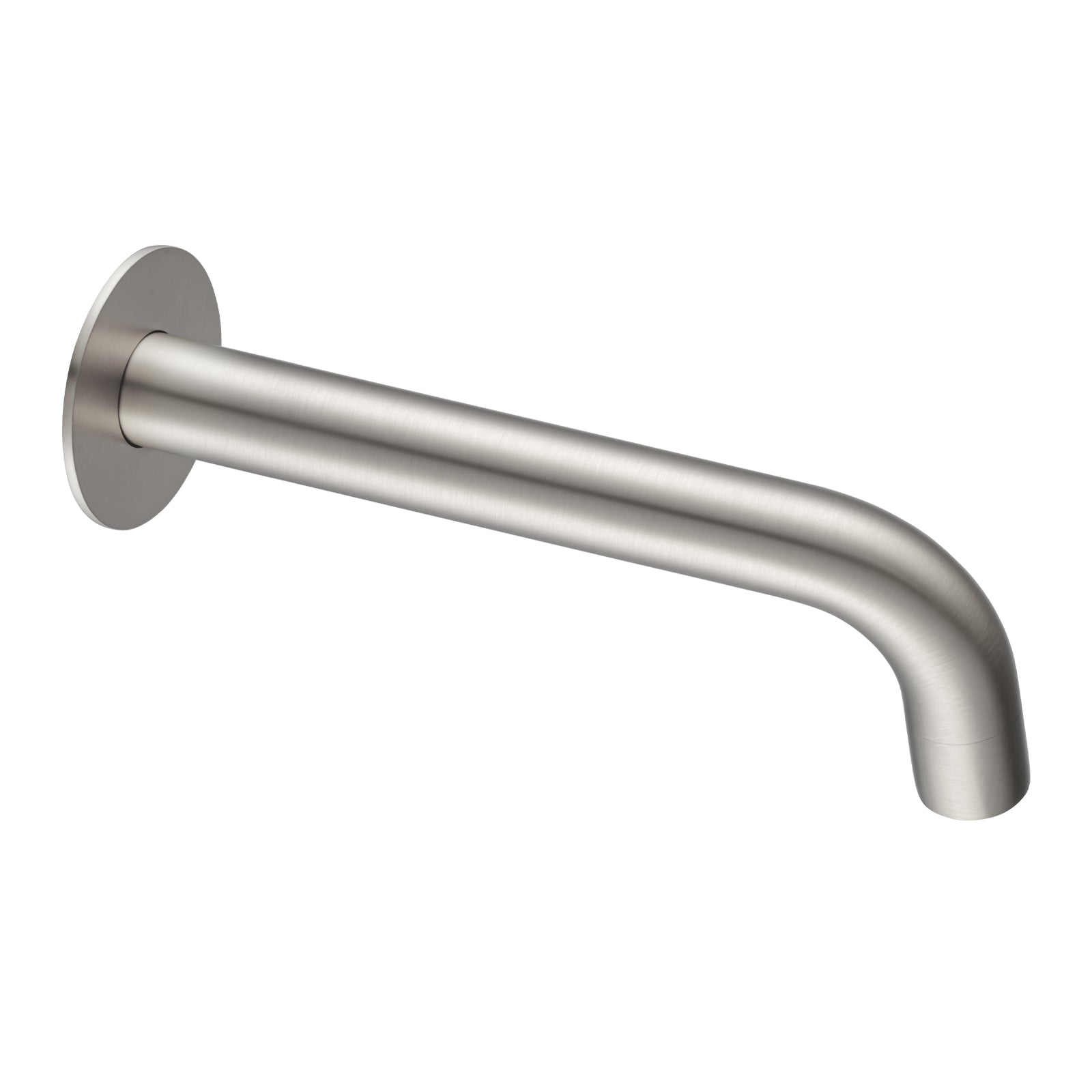 Solid Brass Wall Spout with Flat Back Plate - Brushed Nickel | LUCID PIN