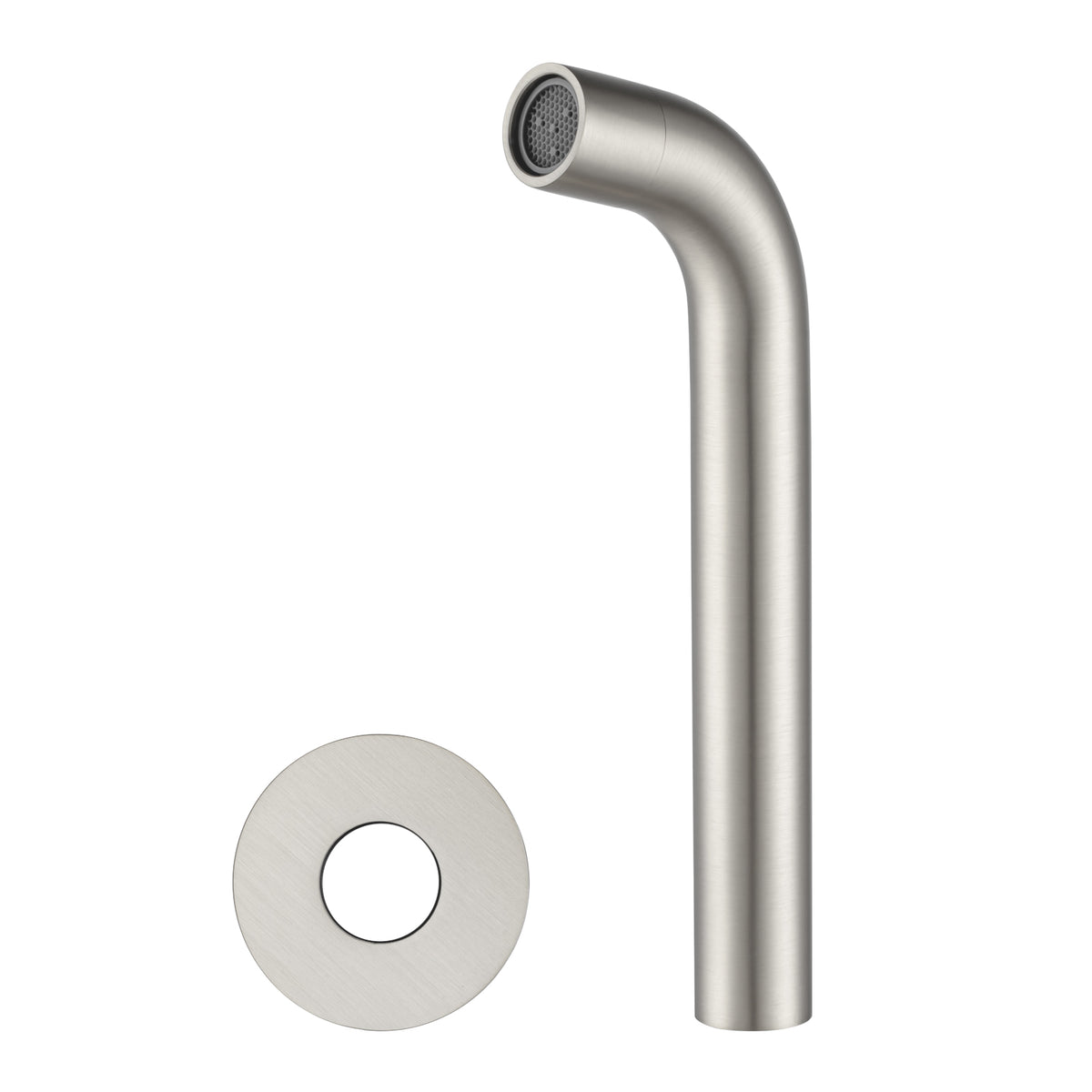 Solid Brass Wall Spout with Flat Back Plate - Brushed Nickel | LUCID PIN