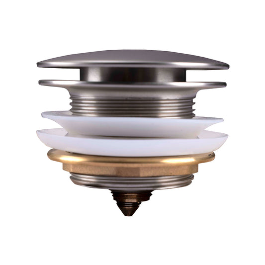Solid Brass Mushroom Bathtub Pop Up Waste without Overflow - Brushed Nickel Silver
